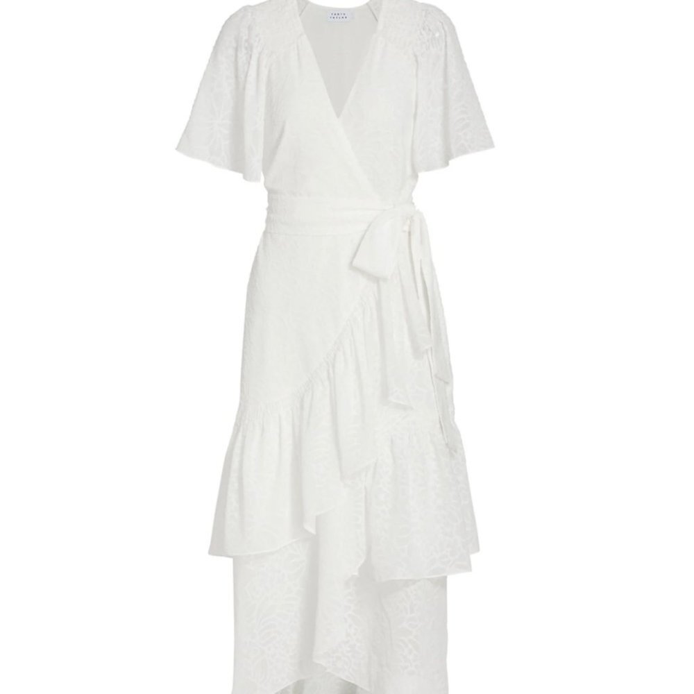 Tanya Taylor White Textured Wrap Midi Dress - Picture 6 of 15